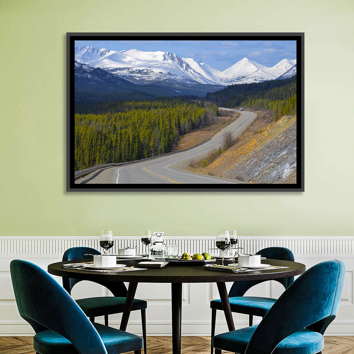 Alaska Highway Winding Road and Rv Wall Art in a room, landscape
