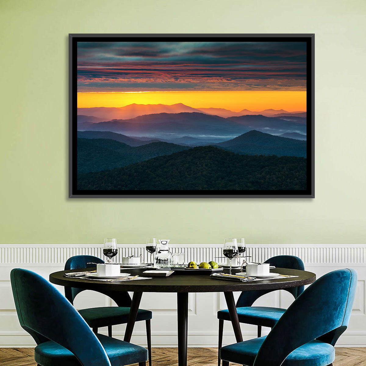 Misty Blue Ridge Sunrise North Carolina Wall Art