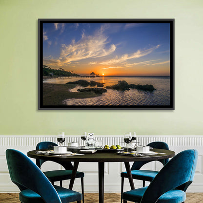 Roatan Pier Sunset Wall Art