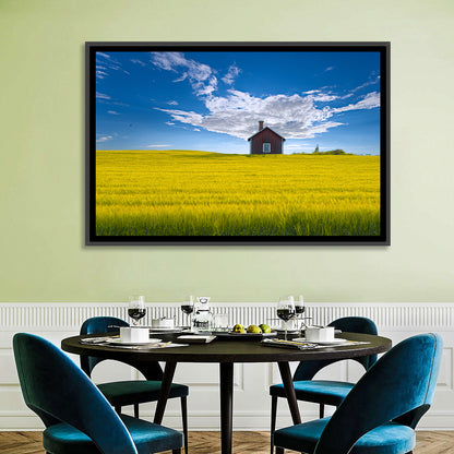 Red Barn in Golden Wheat Field Wall Art
