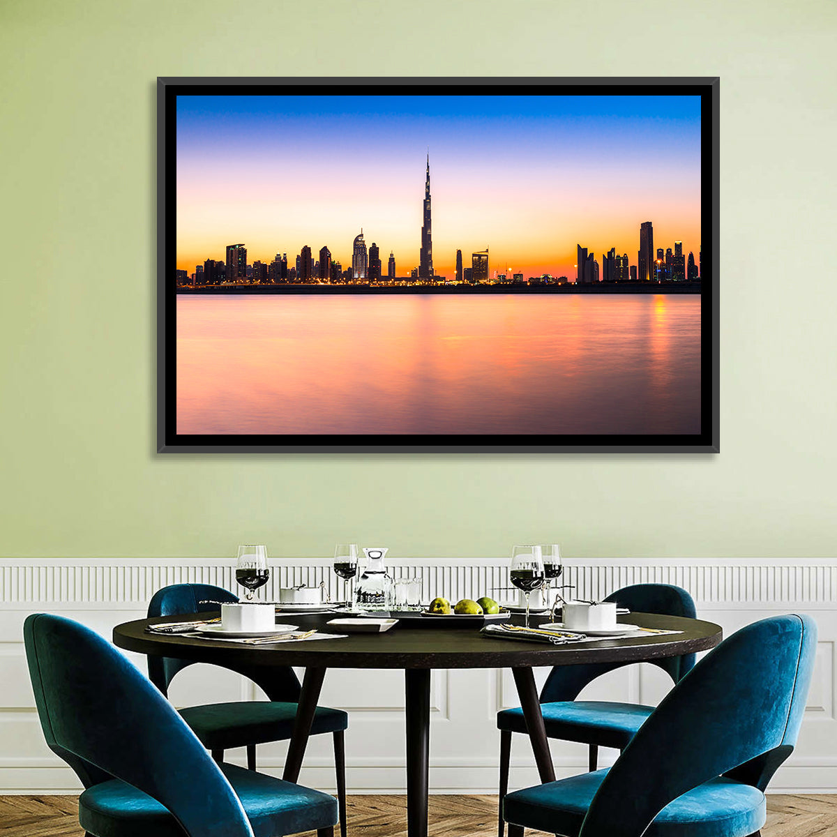 Dubai Skyline at Dusk Wall Art