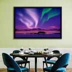 Violet Aurora Over Island Lake Wall Art
