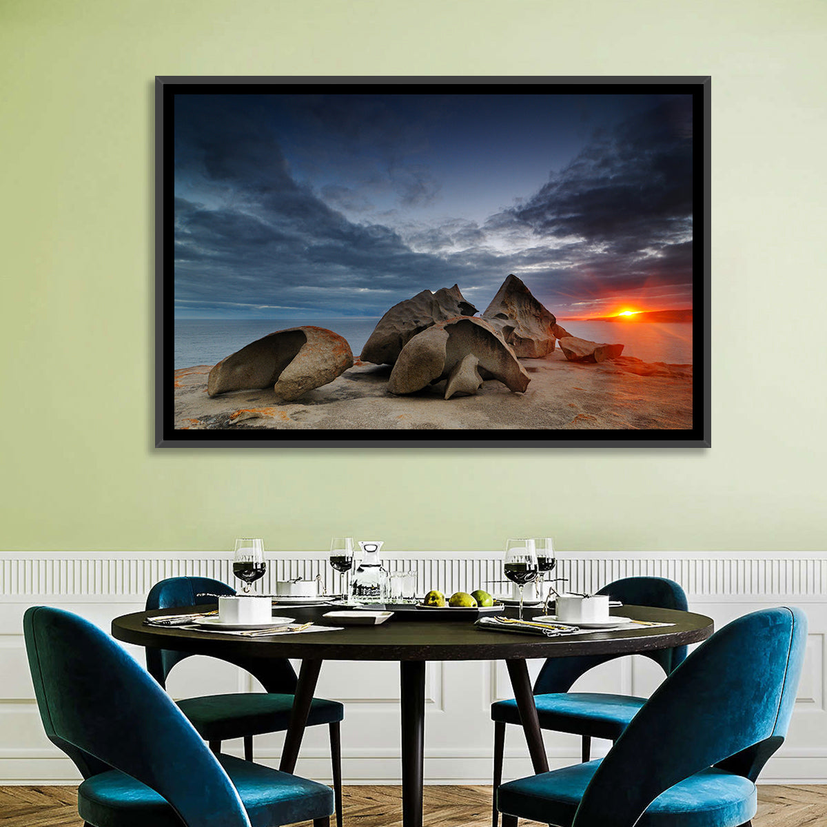 Remarkable Rocks Sunset, Kangaroo Island Wall Art in a room, landscape