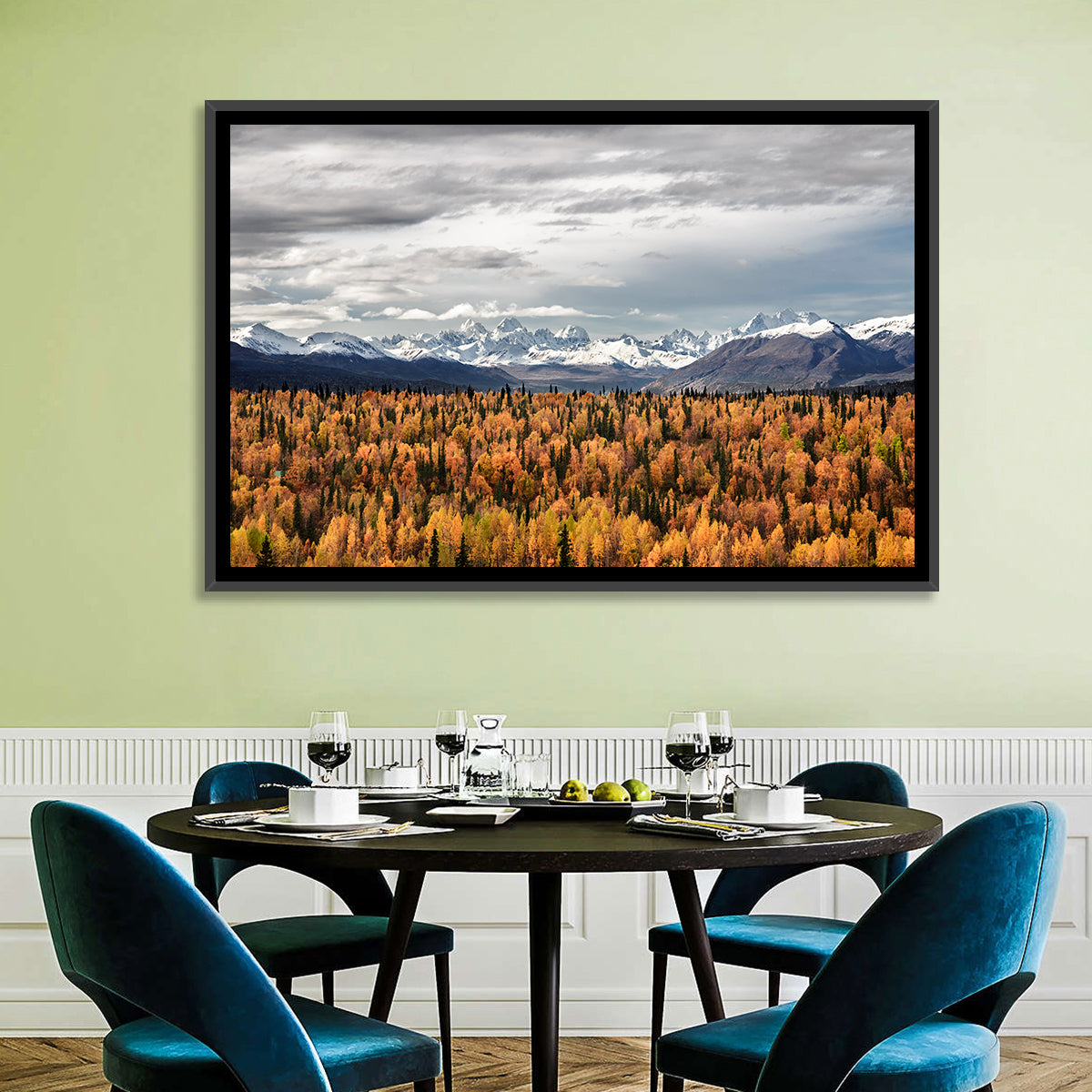 Talkeetna Autumn Landscape Wall Art in a room, landscape