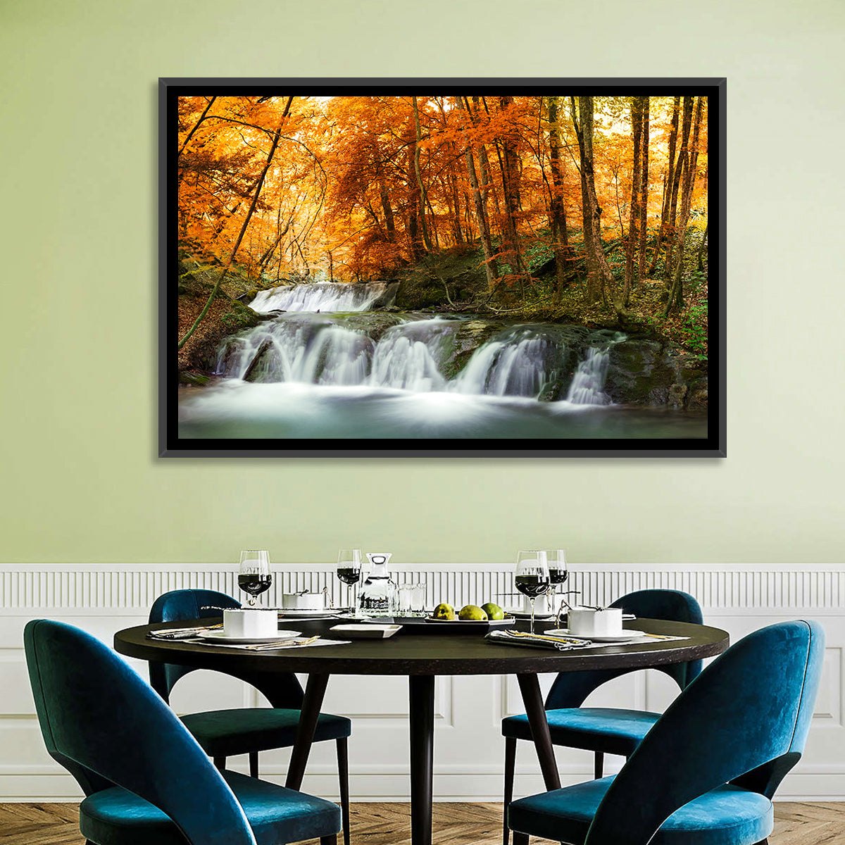 Autumn Forest Waterfall Wall Art