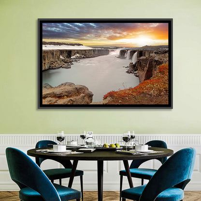 Selfoss Waterfall at Sunset Wall Art