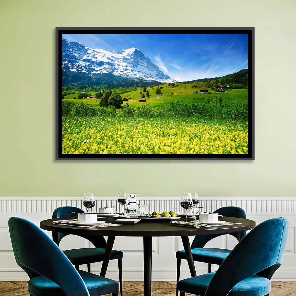 Alpine Wildflower Meadow Wall Art in a room, landscape