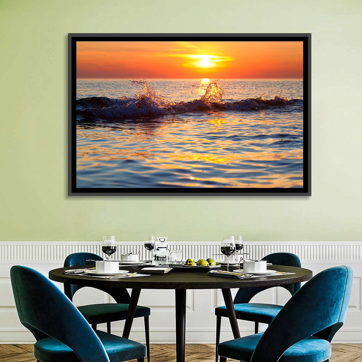 Lake Michigan Sunset Waves Wall Art