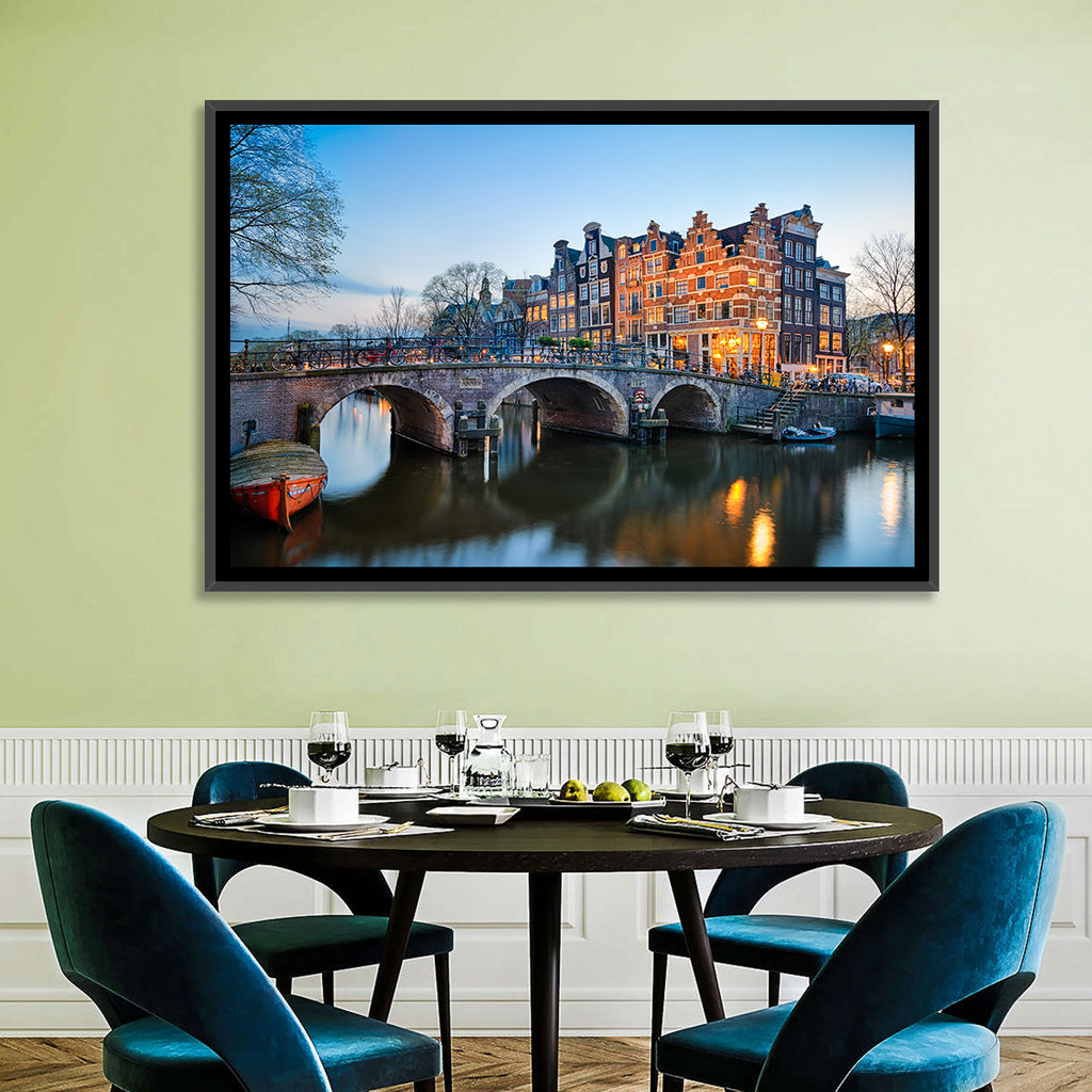 Brouwersgracht Canal Bridge at Dusk Wall Art