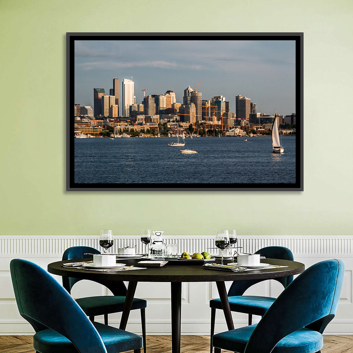 Seattle Skyline at Golden Hour Wall Art