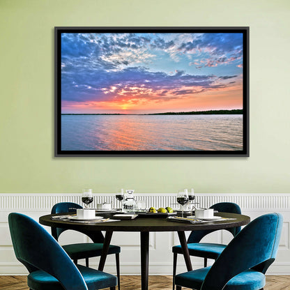 Cloudy Lake Sunset Reflection Wall Art