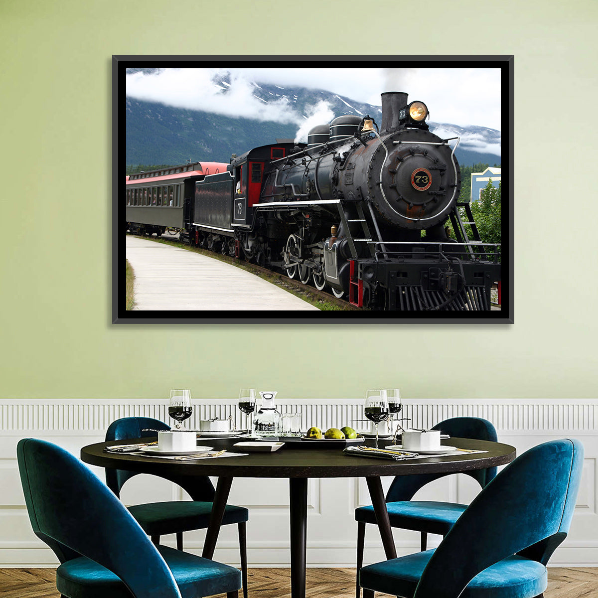 Skagway Steam Locomotive No. 73 Wall Art in a room, landscape
