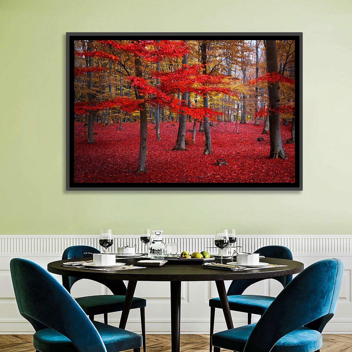 Crimson Autumn Forest Wall Art