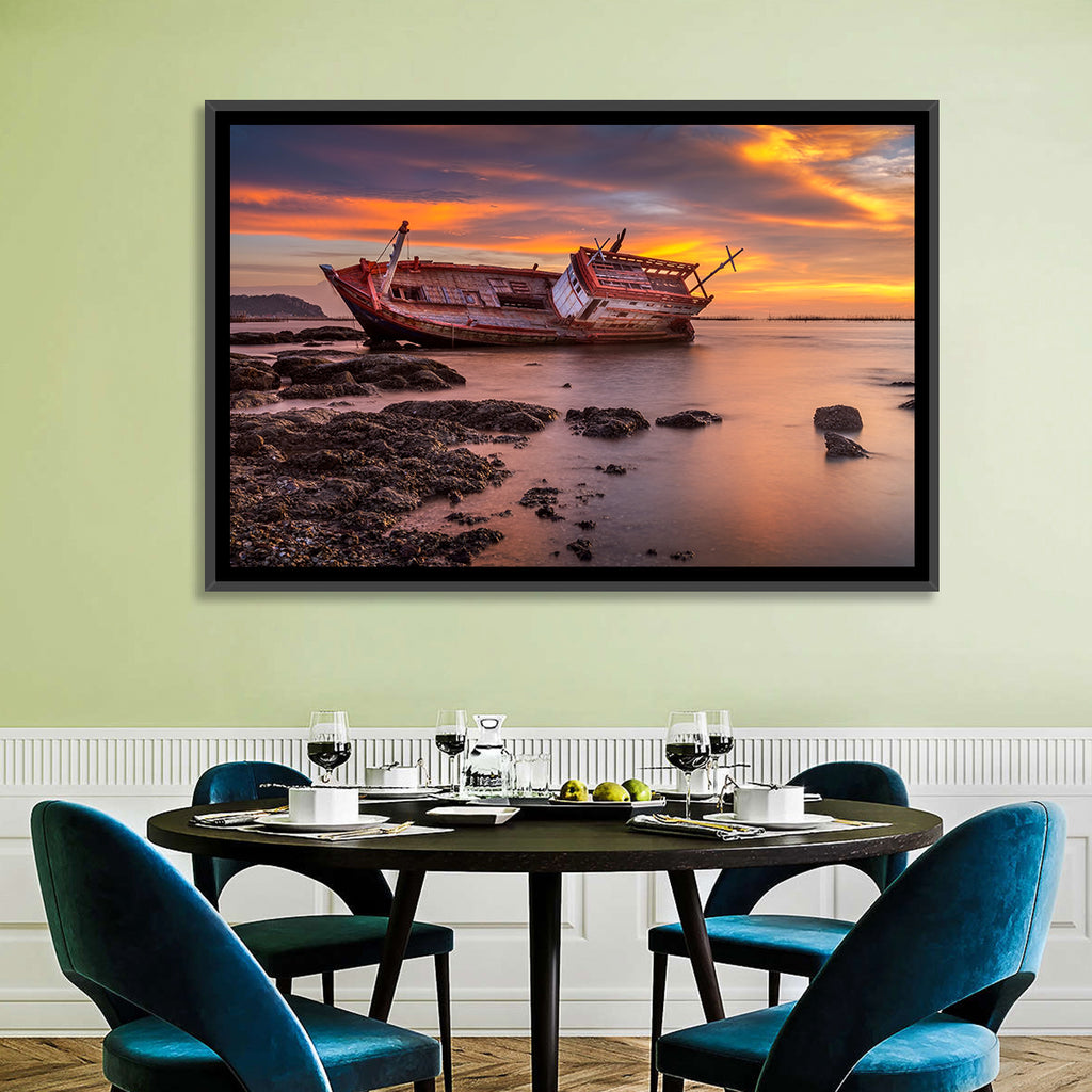 Shipwreck at Sunset Wall Art