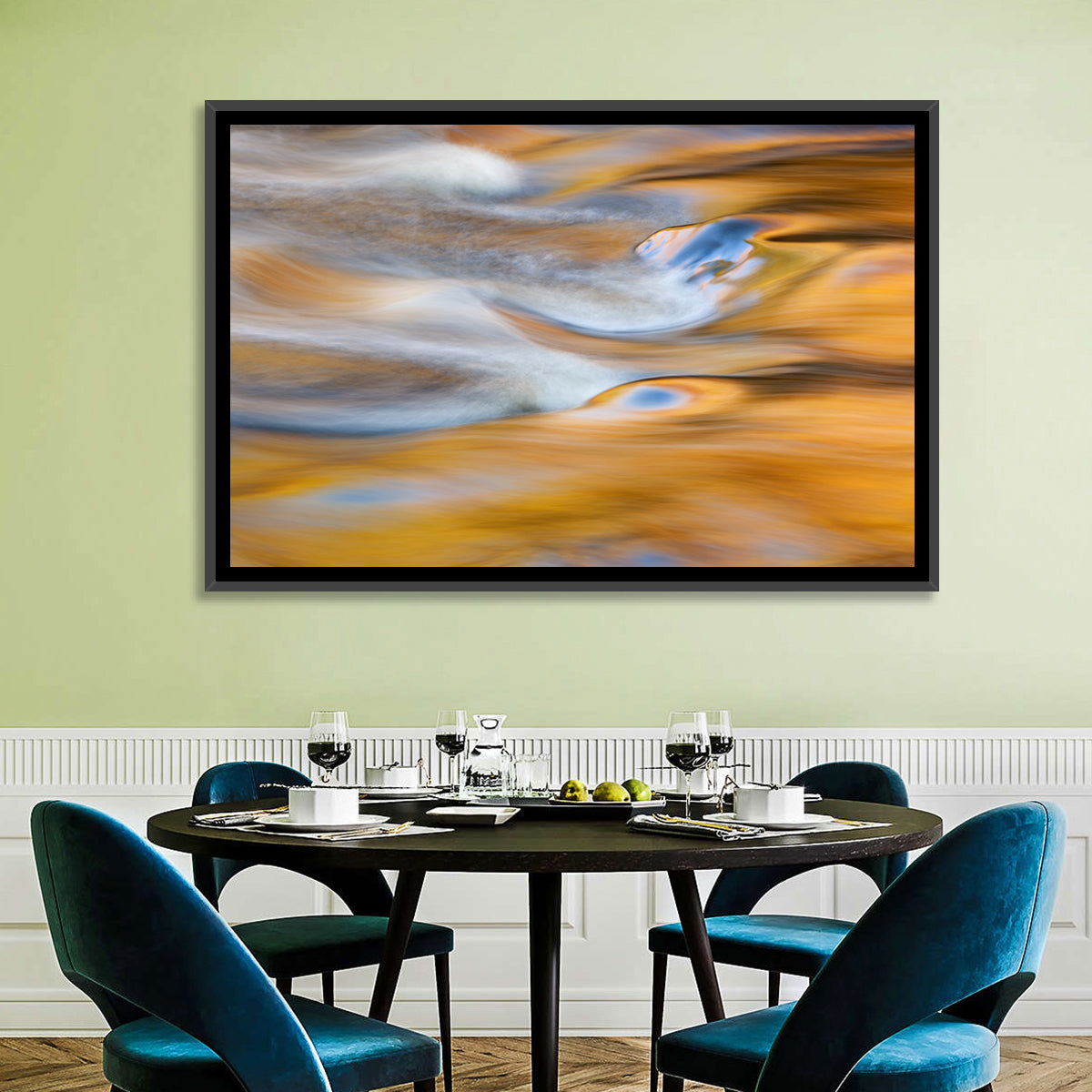 Golden Water Abstraction Wall Art