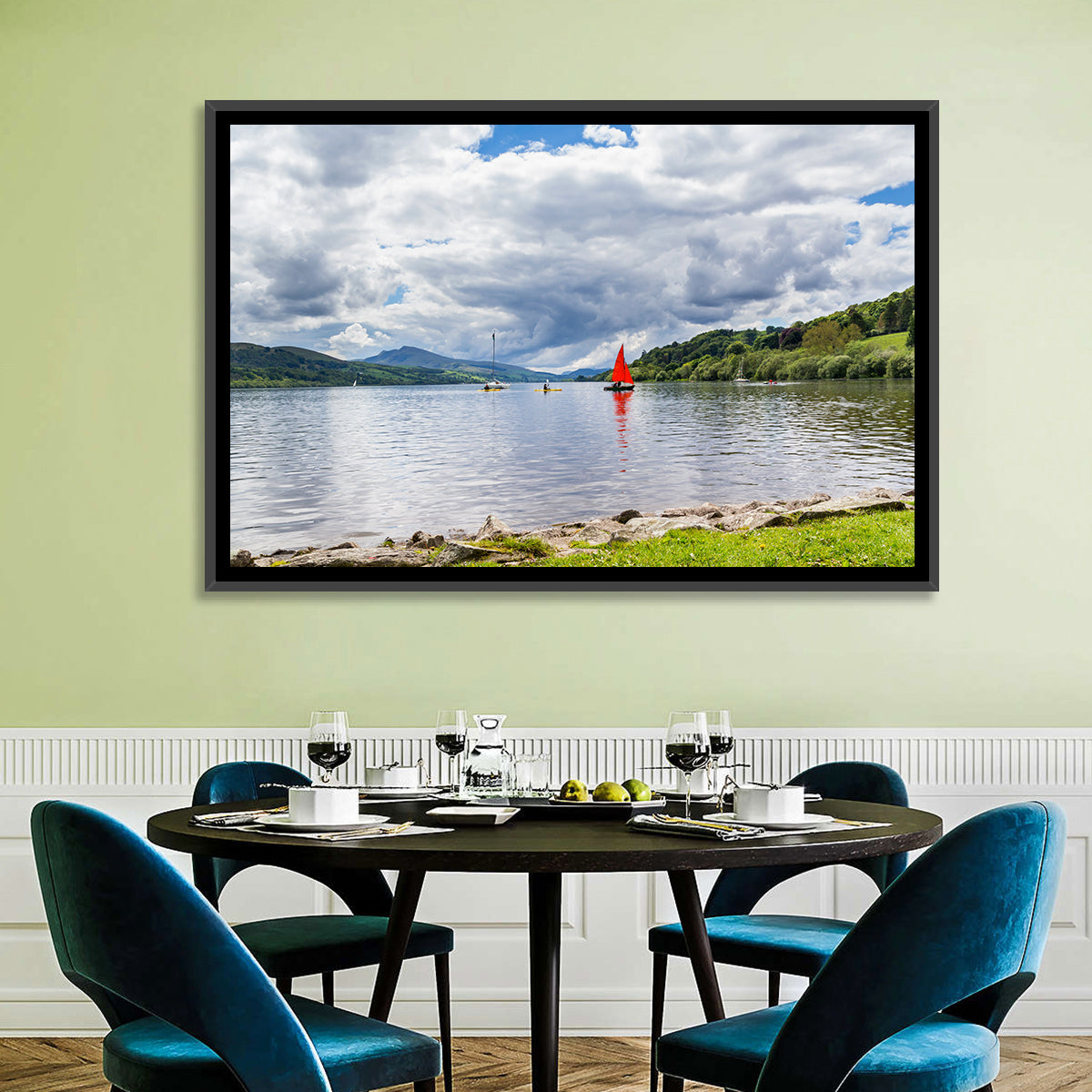 Bala Lake Sailboat Reflection Wall Art