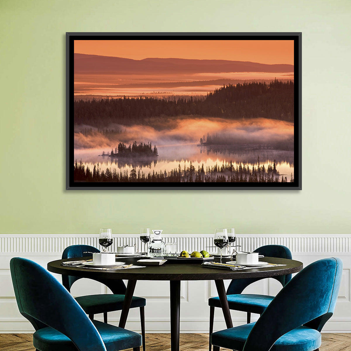 Lapland Sunrise Over Misty Lake Wall Art