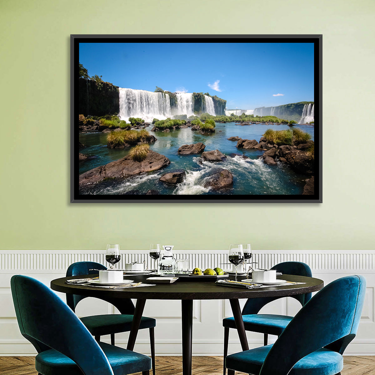 Iguazu River and Falls, Foz Do Iguaçu Wall Art in a room, landscape