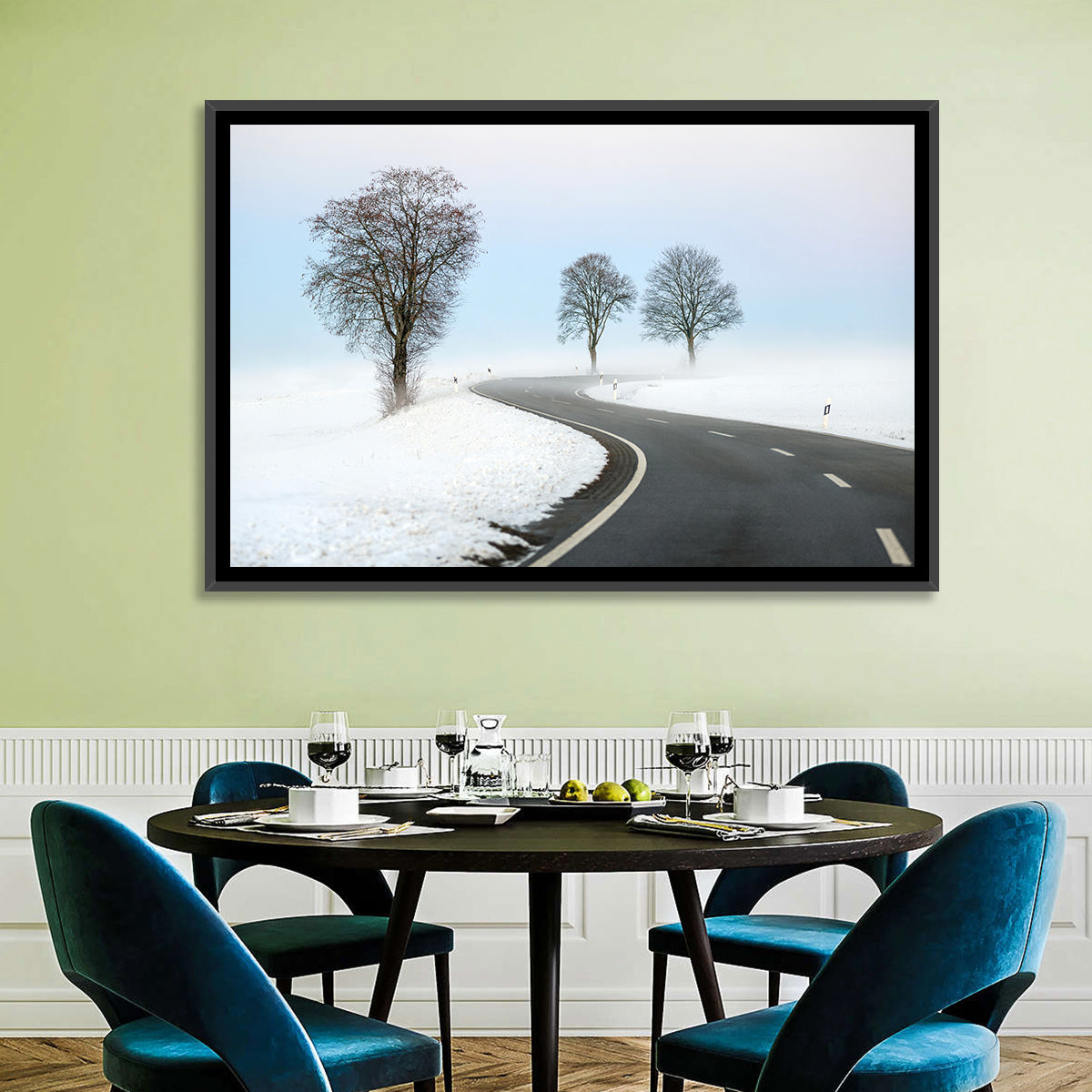 Foggy Winter Road Wall Art