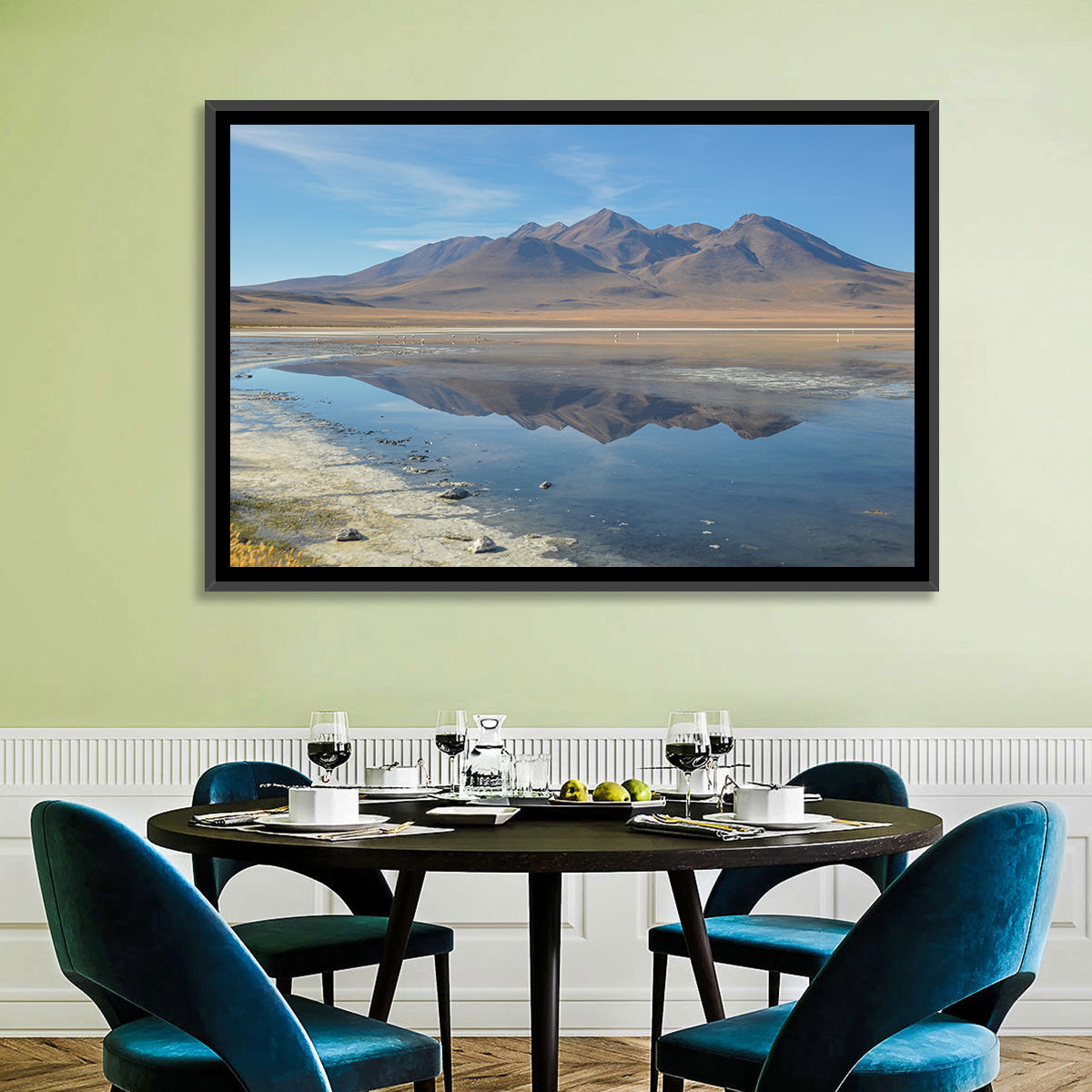 Sur Lipez Salt Lake Reflection Wall Art in a room, landscape