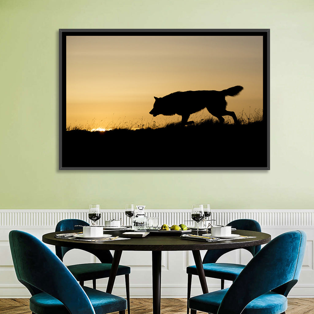 Wolf at Golden Horizon Wall Art