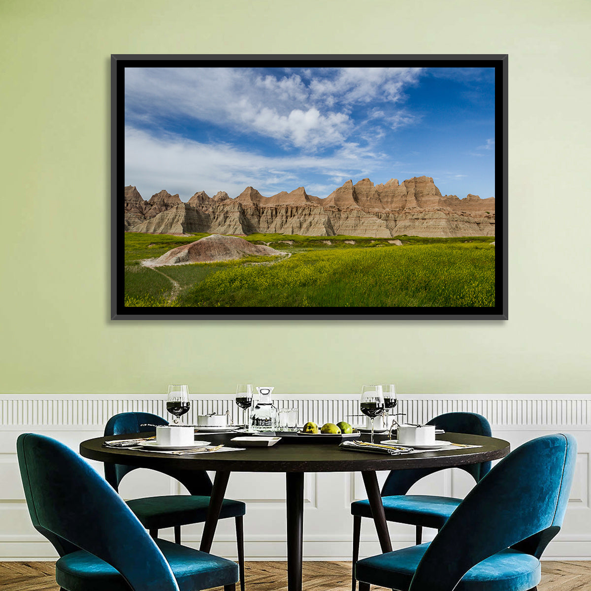 Badlands Meadow and Rock Formations Wall Art