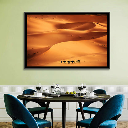 Desert Camel Caravan in Golden Dunes Wall Art