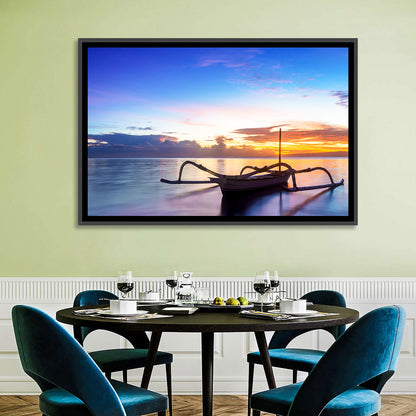 Jukung Fishing Boat at Sunset Wall Art