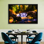 Autumn Mountain Waterfall Wall Art