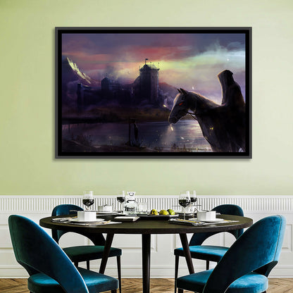 Horseman at Dusk by Misty Castle Wall Art