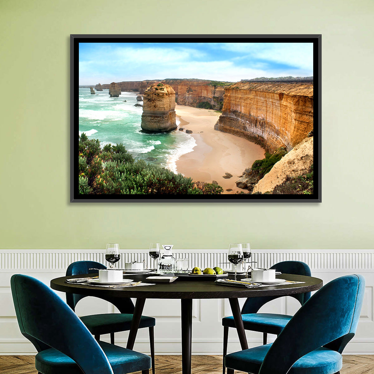 Twelve Apostles Coastline Wall Art in a room, landscape
