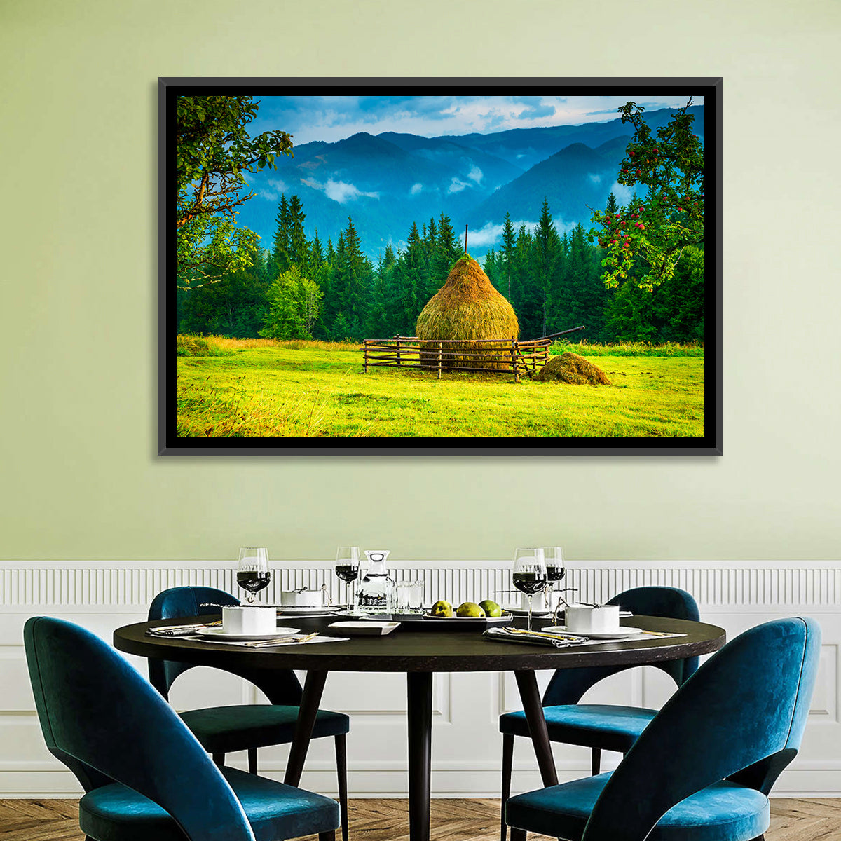 Haystack in Mountain Meadow Wall Art