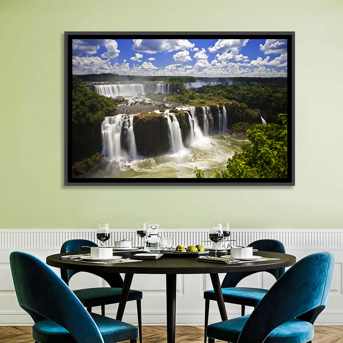 Iguazu Falls River View Wall Art in a room, landscape