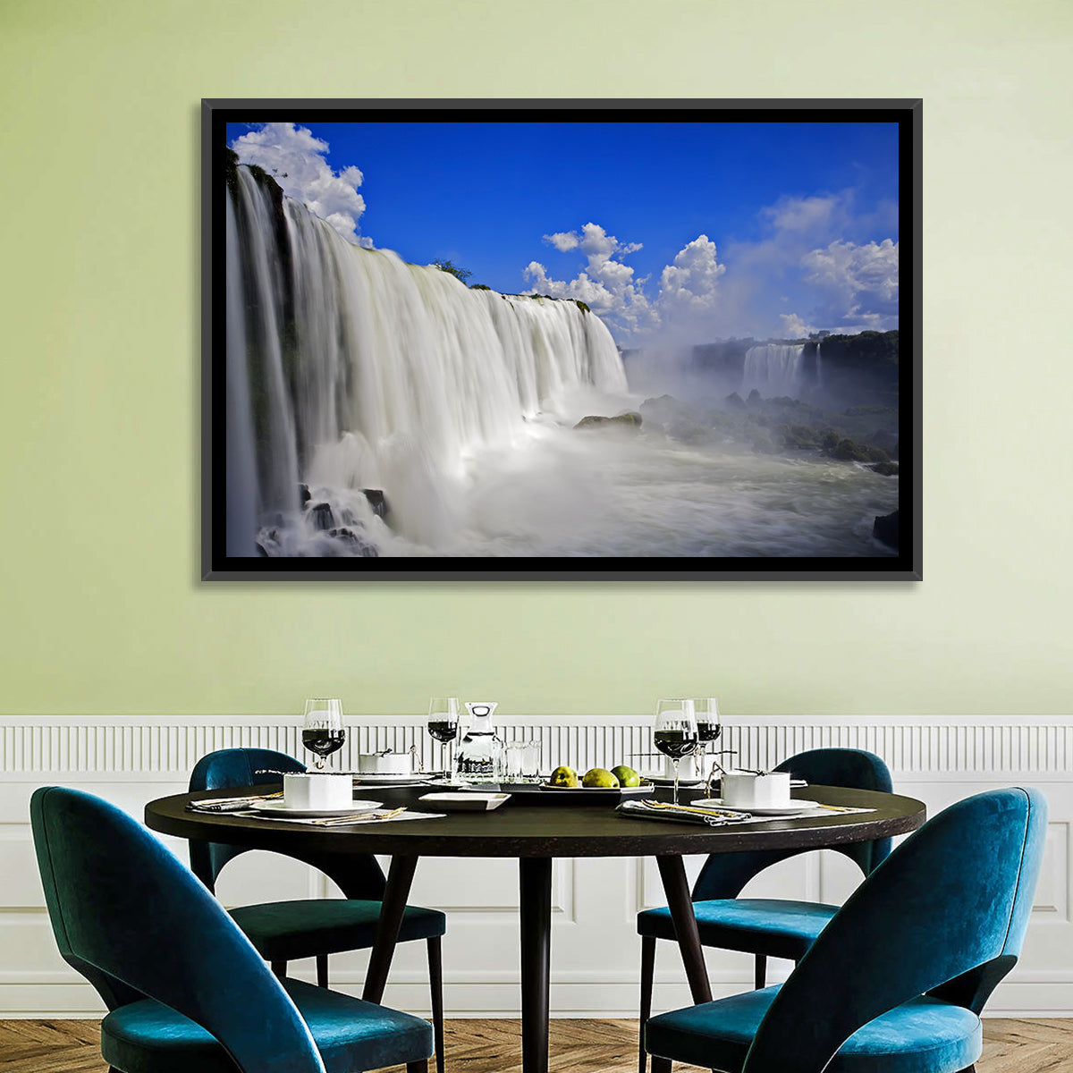 Silky Iguazu Falls, Foz Do Iguaçu Wall Art in a room, landscape