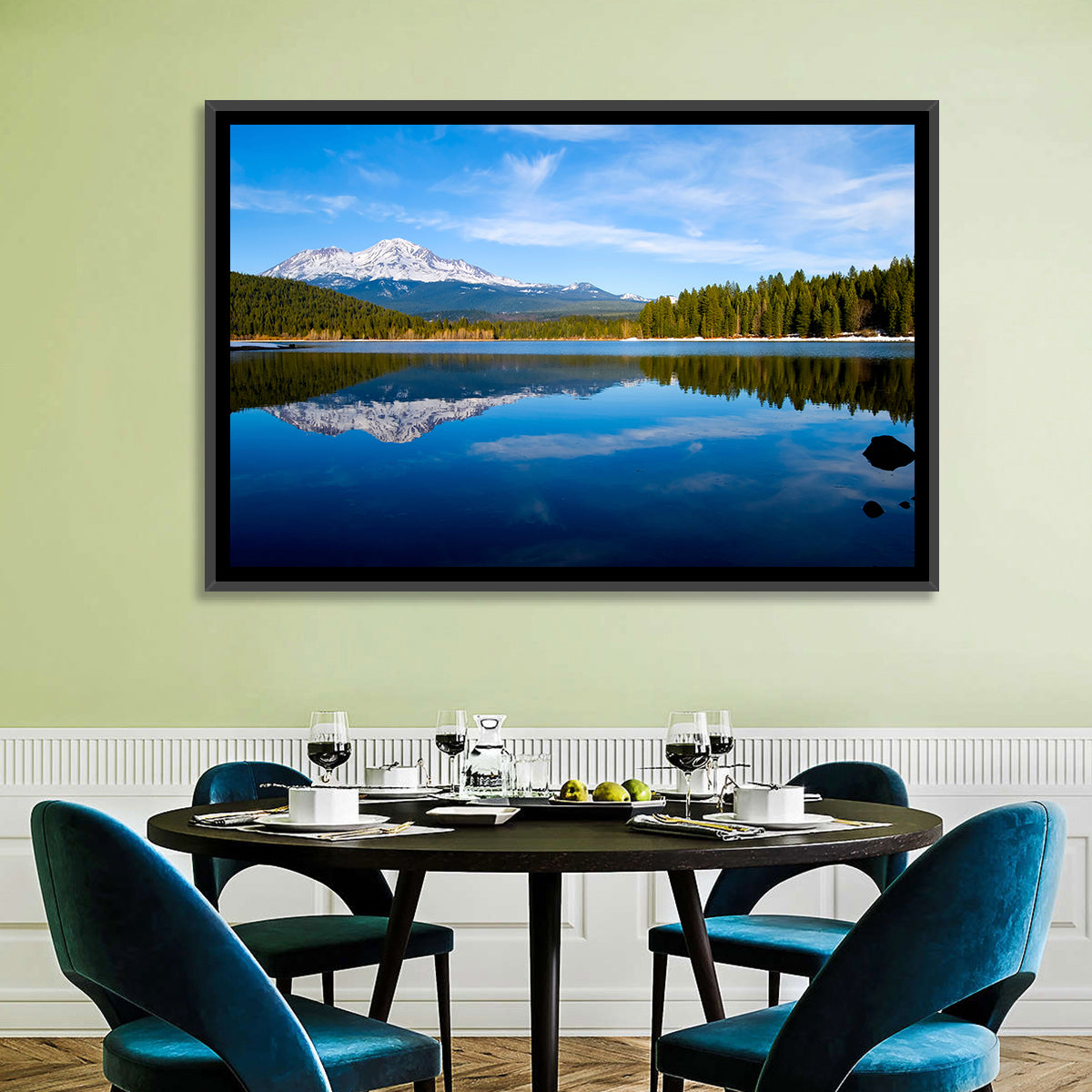 Northern California Snow Capped Lake Wall Art