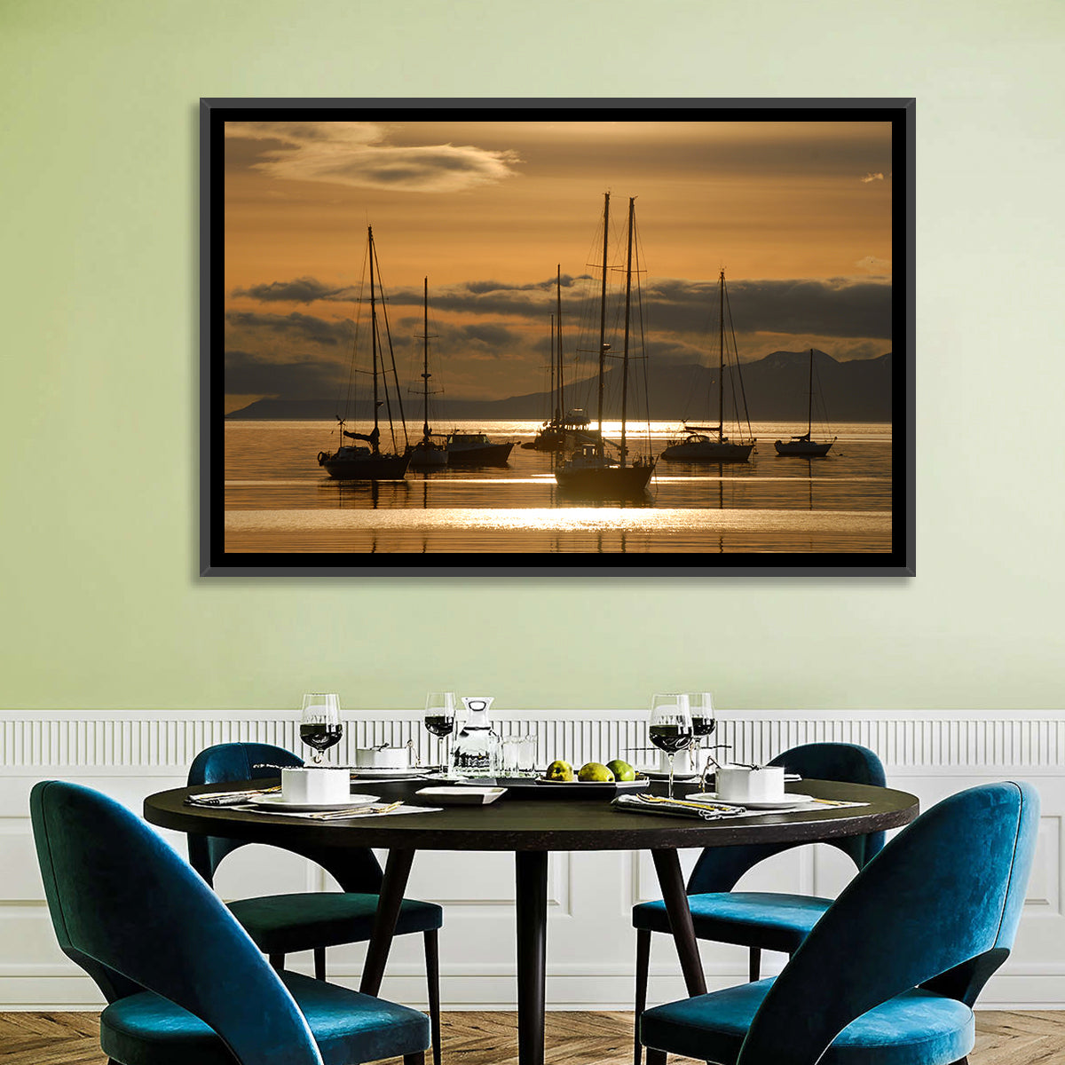 Sailboats at Sunrise Wall Art