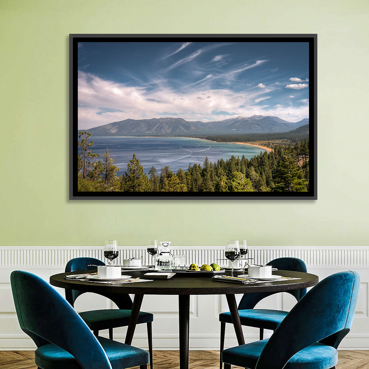Pines Above a Blue Lake Wall Art