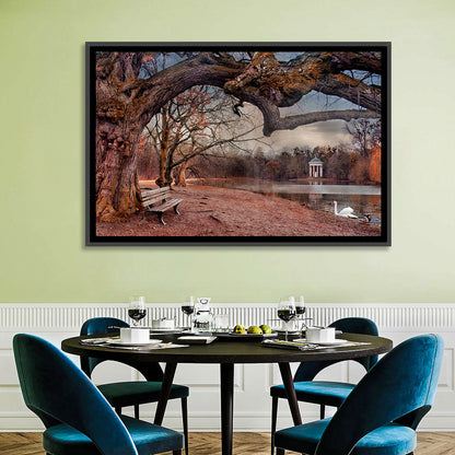 Autumn Pavilion with Swan Wall Art