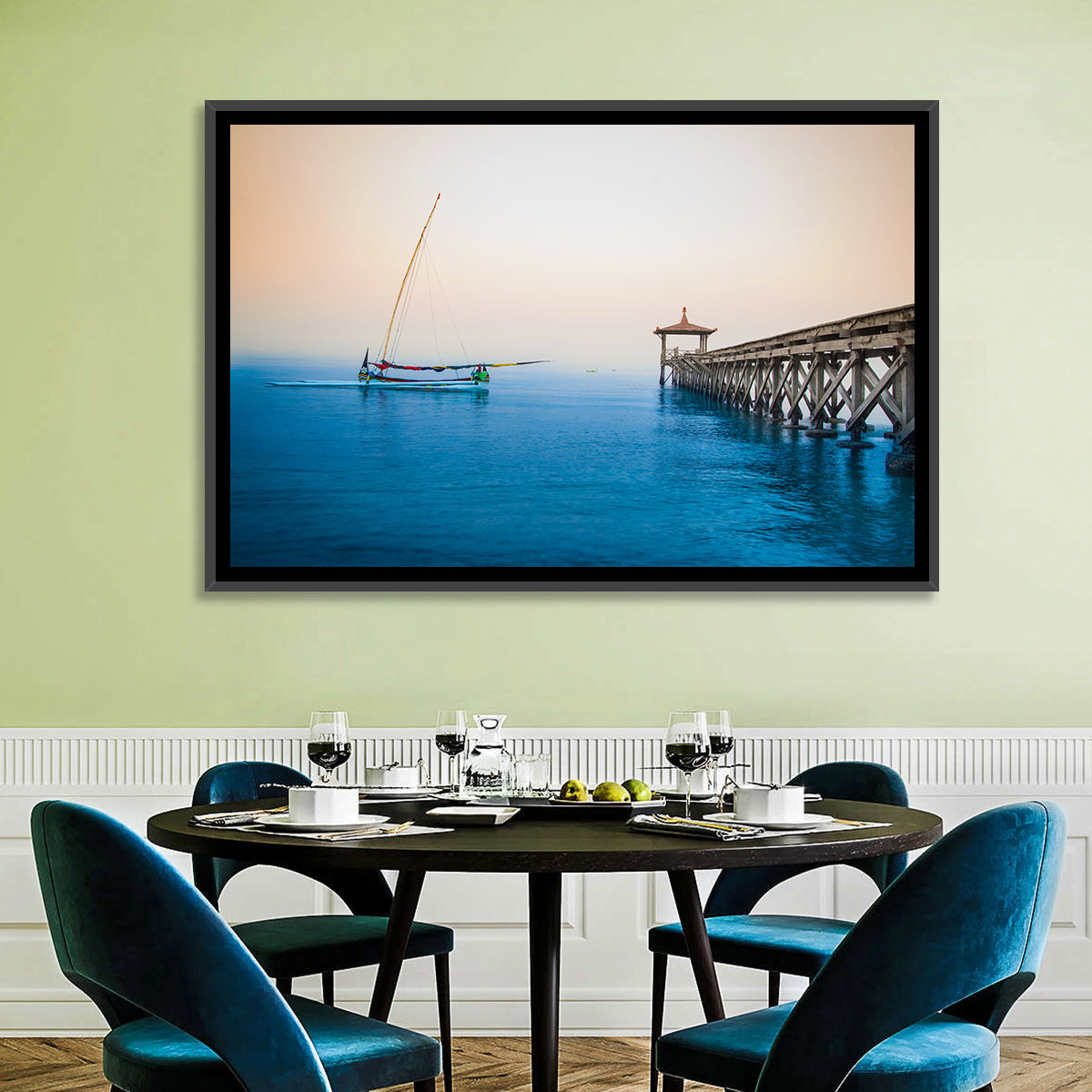 Outrigger Boat and Pier Wall Art