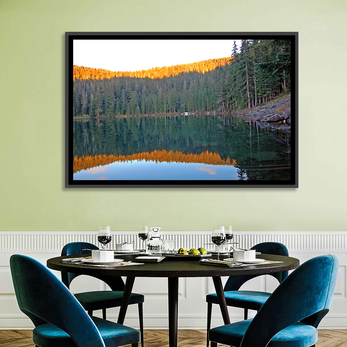 Golden Hour Lake Reflection Wall Art