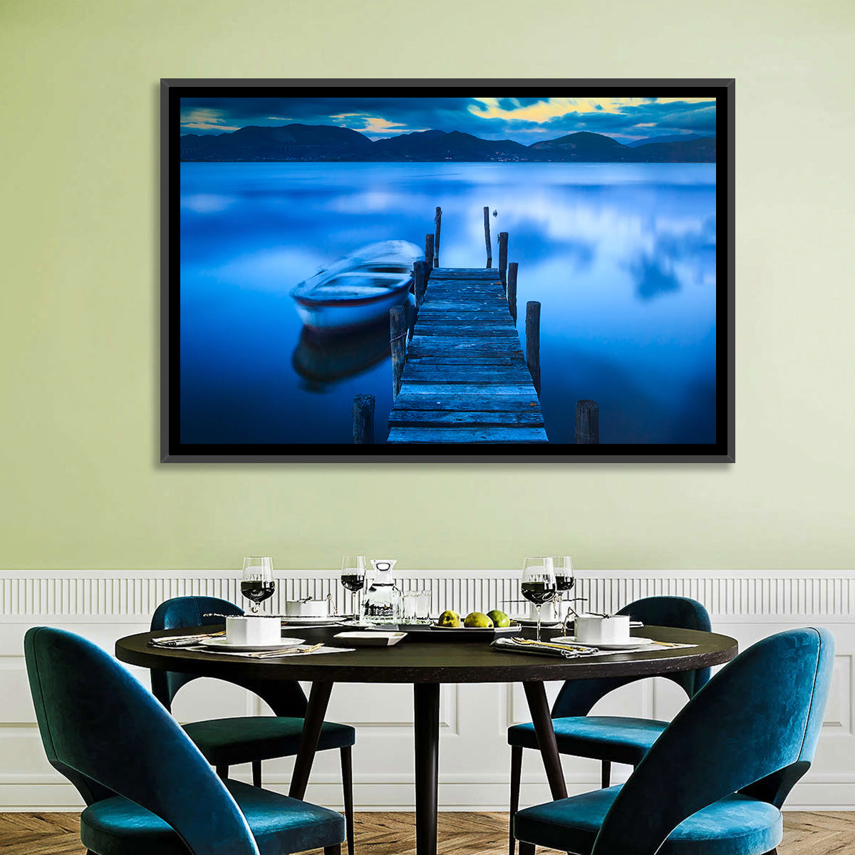 Boat and Wooden Pier Wall Art