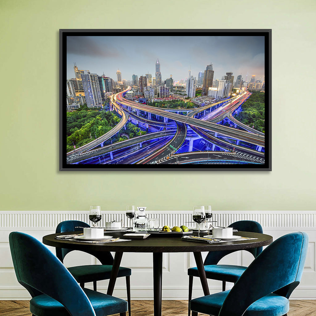 Shanghai Dusk Interchange Cityscape Wall Art