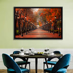 Autumn Park Path with Vintage Lampposts Wall Art