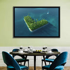 V-shaped Tropical Island with Distant Catamaran Wall Art