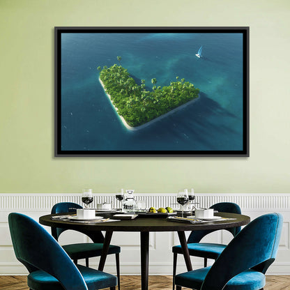 V-shaped Tropical Island with Distant Catamaran Wall Art