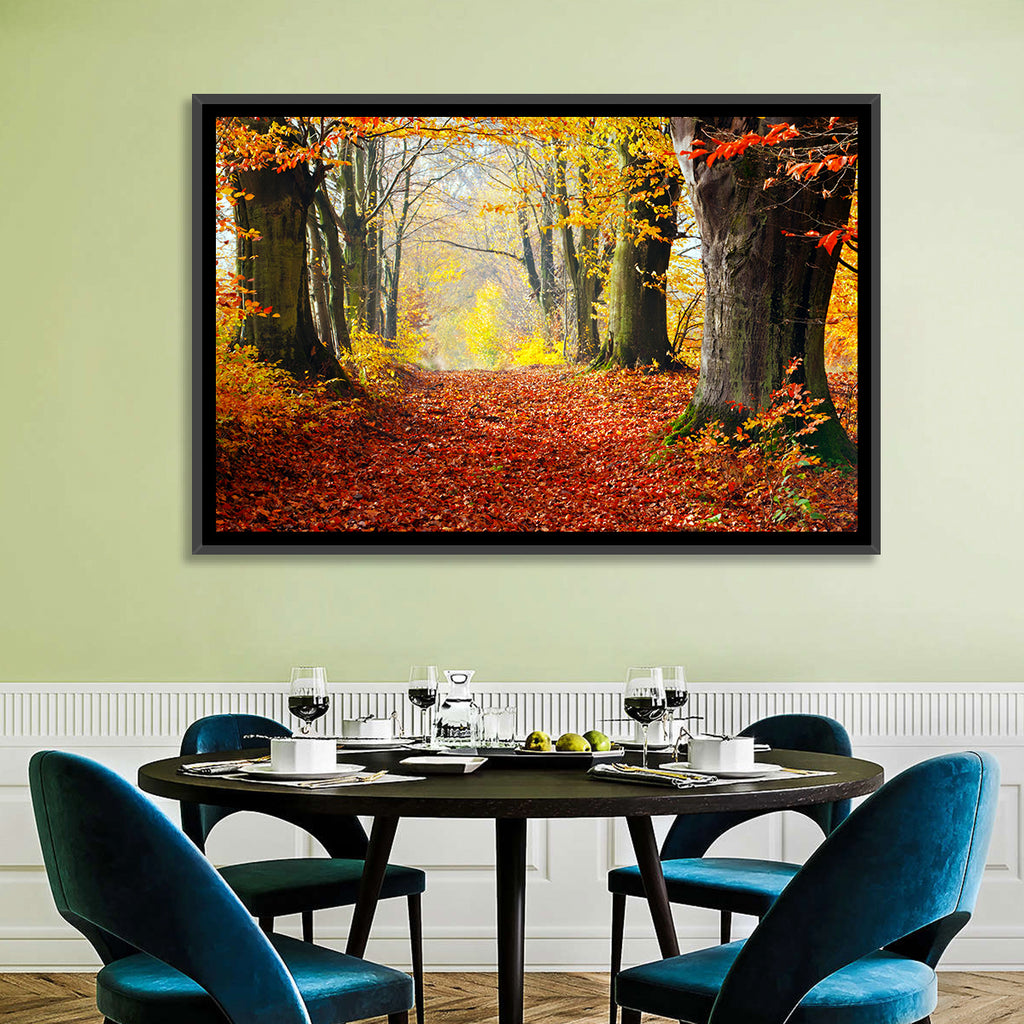 Misty Autumn Forest Path Wall Art