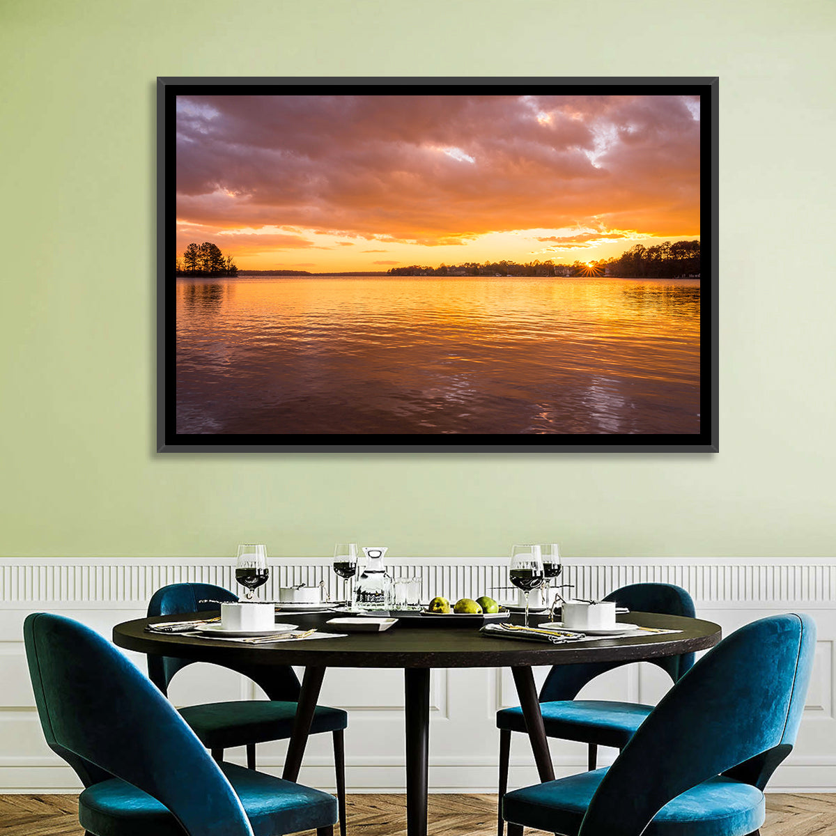Golden Sunset Over Lake Norman Wall Art