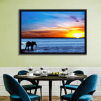 Elephant Silhouette at Beach Sunset Wall Art