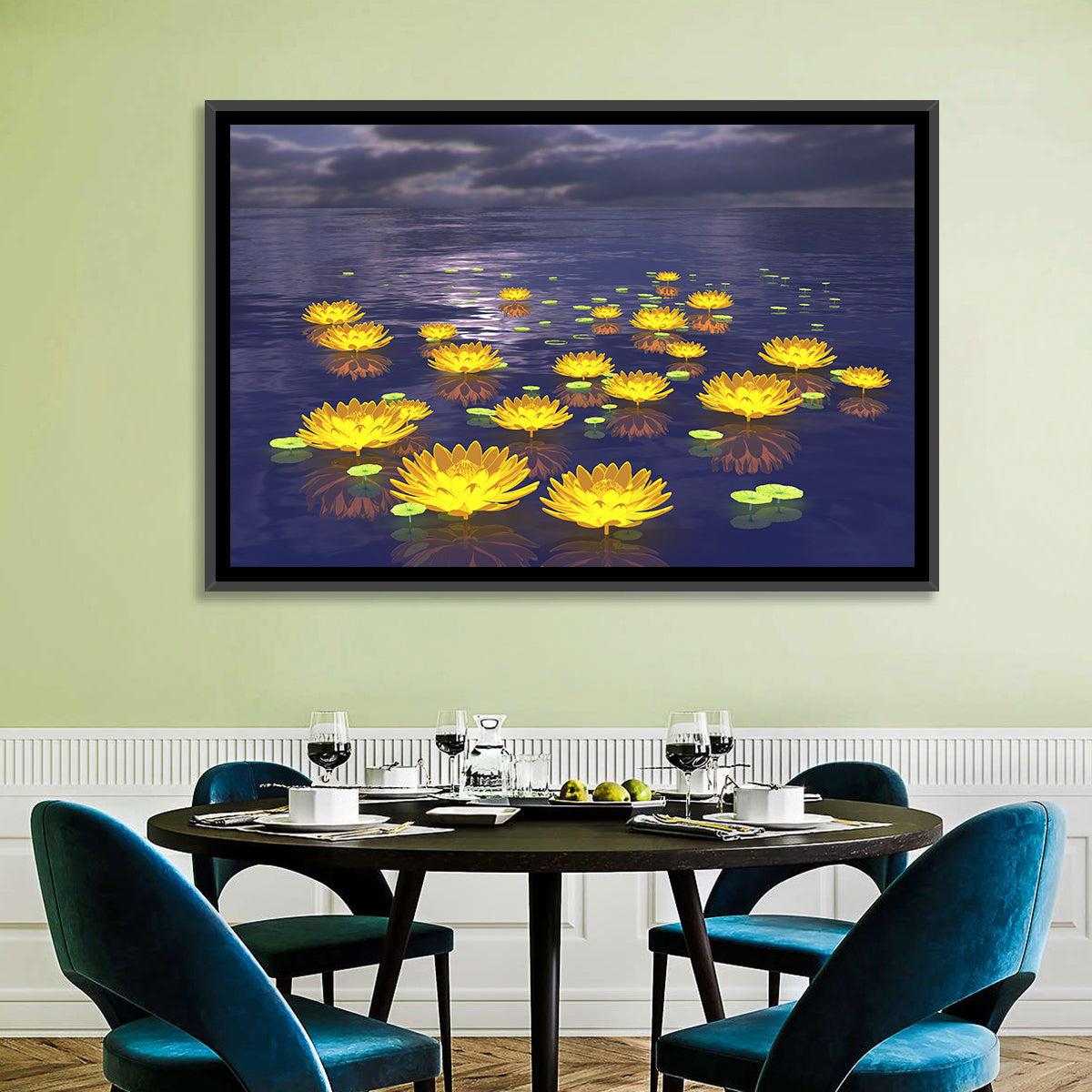 Floating Lotus at Dusk Wall Art