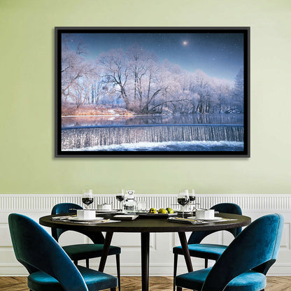 Starlit Winter Waterfall Wall Art